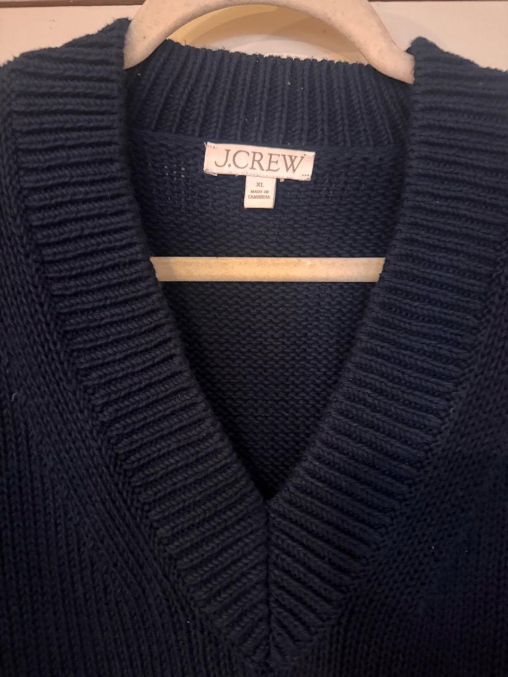 J. Crew Deep Navy V-Neck Chunky Knit Sweater